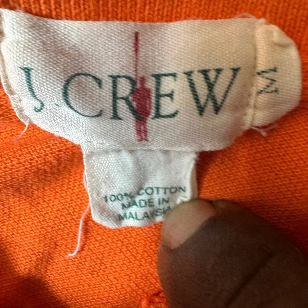 Vintage J.Crew Mens‎ Polo Shirt M Orange Excellent Long Sleeve Pique MB-473